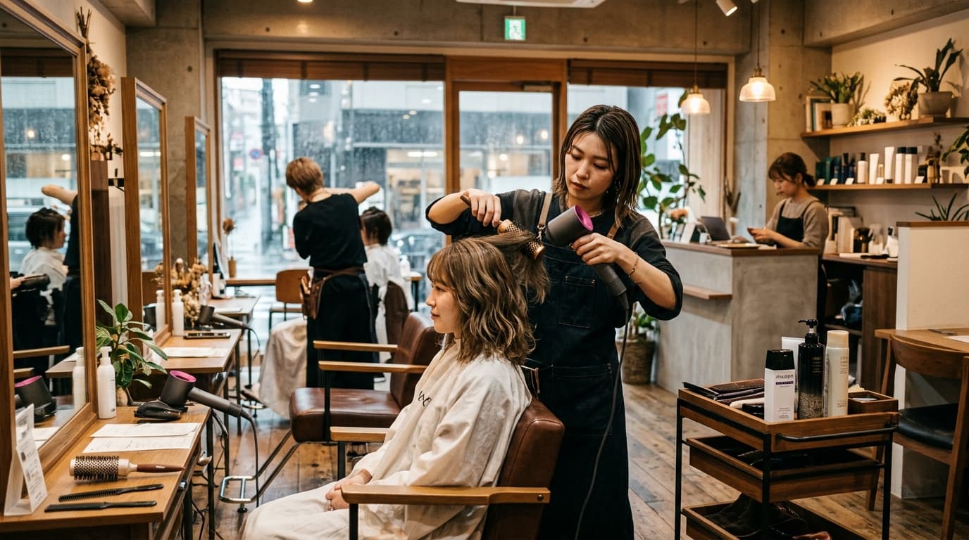 雨の日のヘアスタイリング対策|湿気によるうねり・広がりを防ぐプロの方法 のメインビジュアル